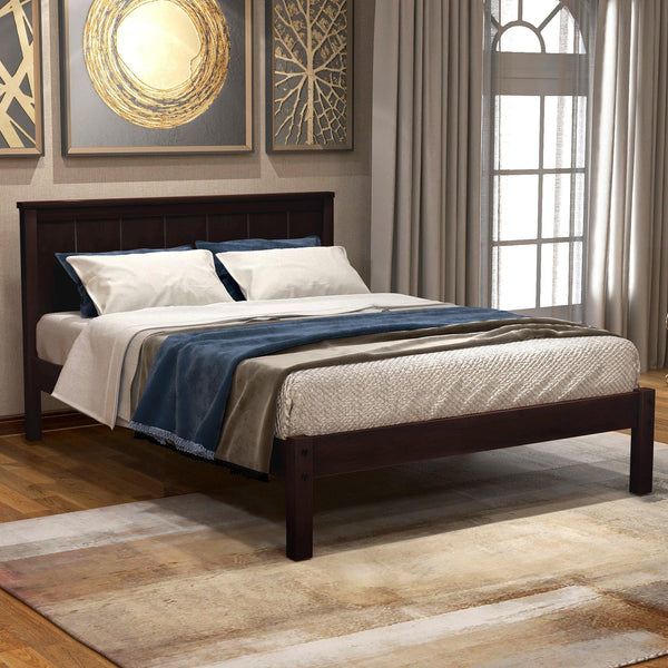Platform Bed Frame with Headboard , Wood Slat Support , No Box Spring Needed ,Twin,Espresso image