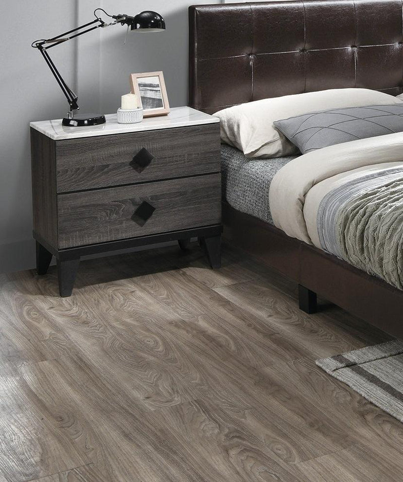 Bedroom Furniture Contemporary Look Grey Color Nightstand Drawers Bed Side Table plywood image