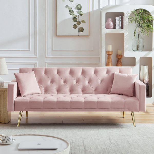 PINK Convertible Folding Futon Sofa Bed , Sleeper Sofa Couch for Compact Living Space. image