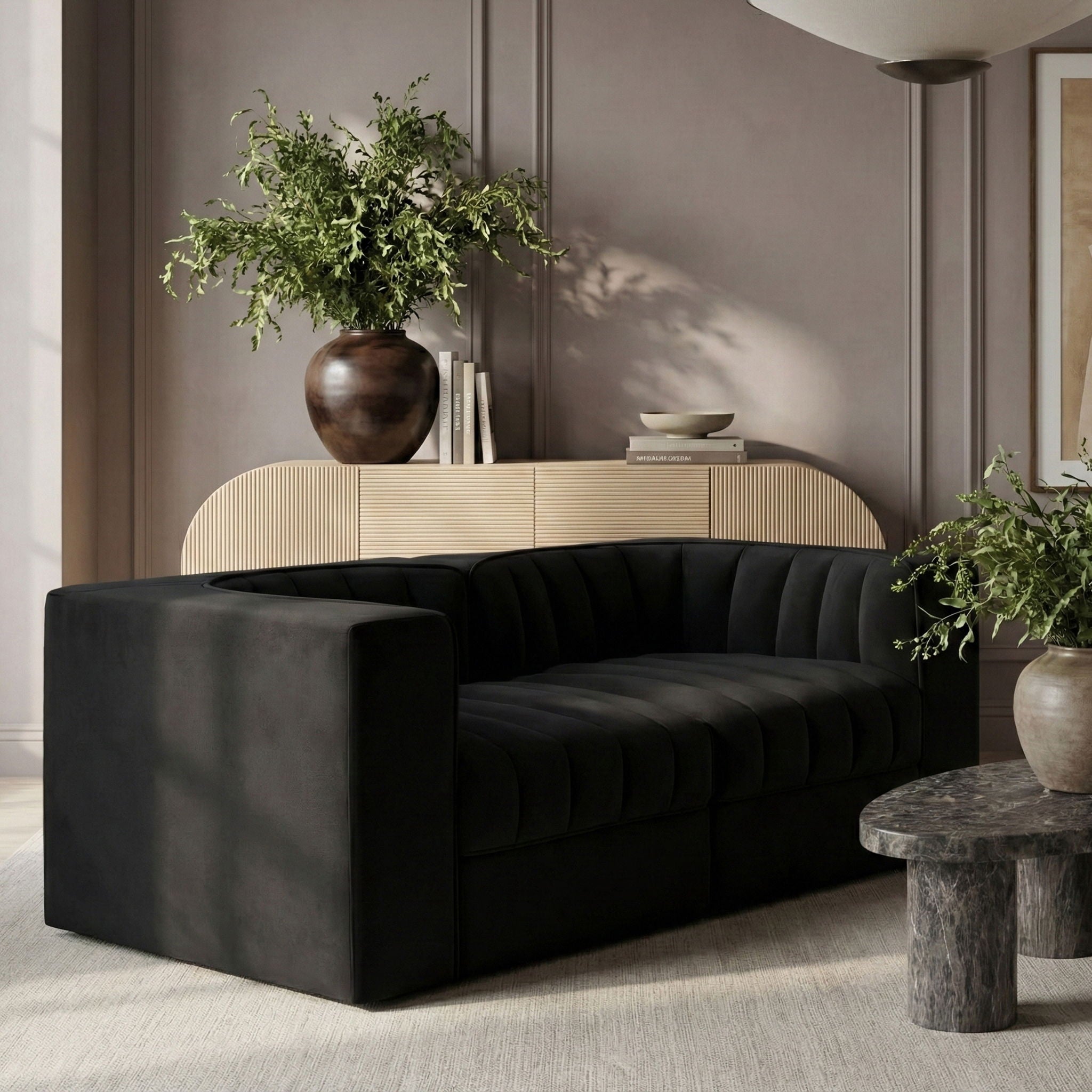 Rummi - Velvet Performance Fabric Upholstered 2 Piece Modular Loveseat - Urban Living Furniture (Los Angeles, CA)