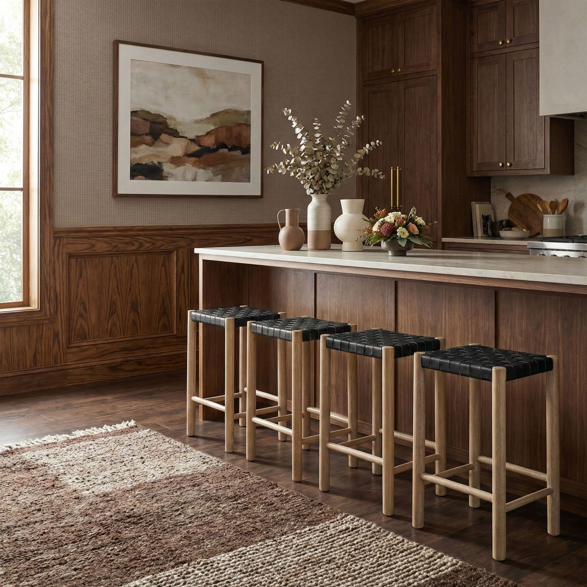 Entwine - Vegan Leather Upholstered Backless Counter Stool - Painted Natural - Urban Living Furniture (Los Angeles, CA)