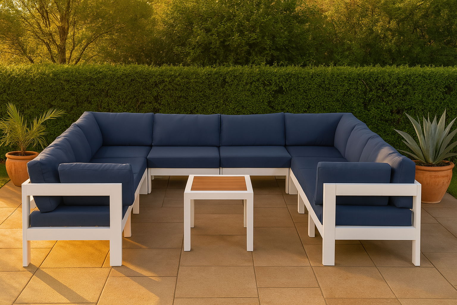 Nizuc - Outdoor Patio 11 Piece Modular Sectional With White Frame - Urban Living Furniture (Los Angeles, CA)