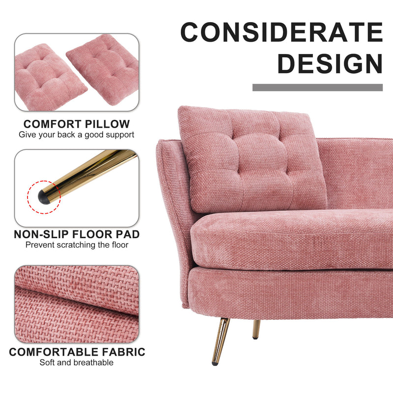 Loveseat Sofa, Upholstered Couch With Metal Legs