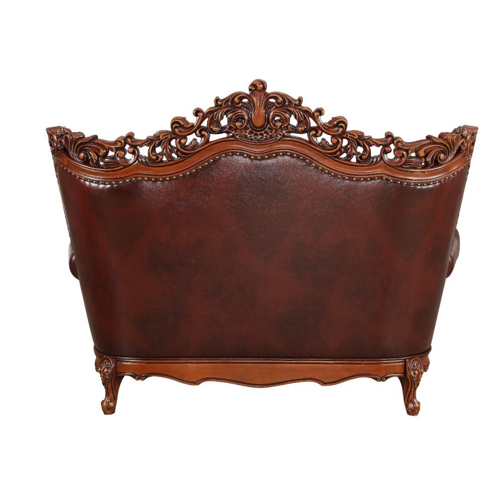 Eustoma - Loveseat - Cherry Top Grain Leather Match & Walnut - Urban Living Furniture (Los Angeles, CA)