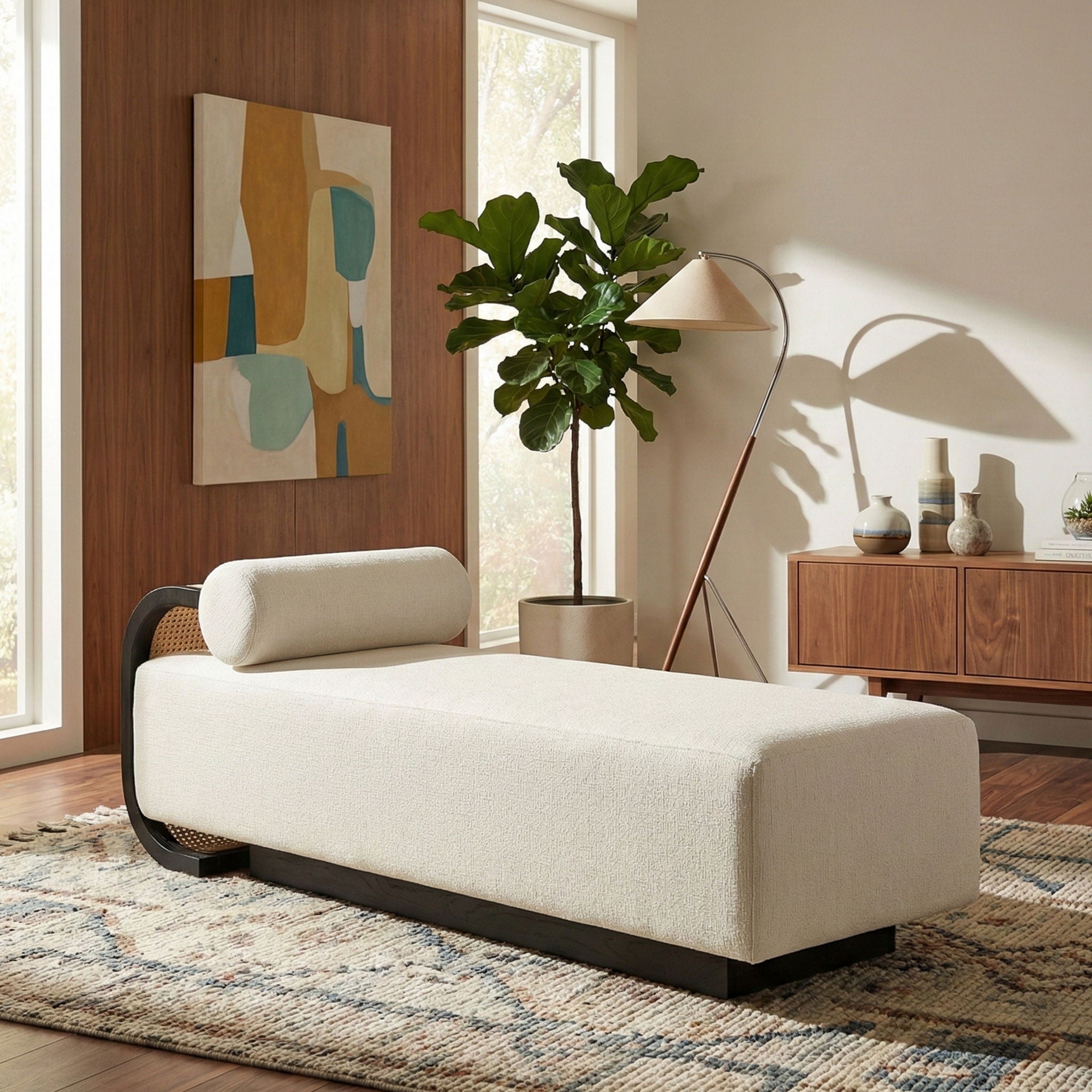 Zephyr - Linen Textured Fabric Upholstered Chaise - Painted Black Base - Urban Living Furniture (Los Angeles, CA)