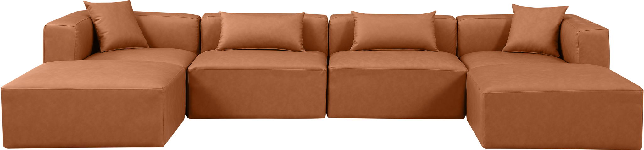 Cube - 6 Piece Modular Double Chaise Sectional - Cognac - Urban Living Furniture (Los Angeles, CA)