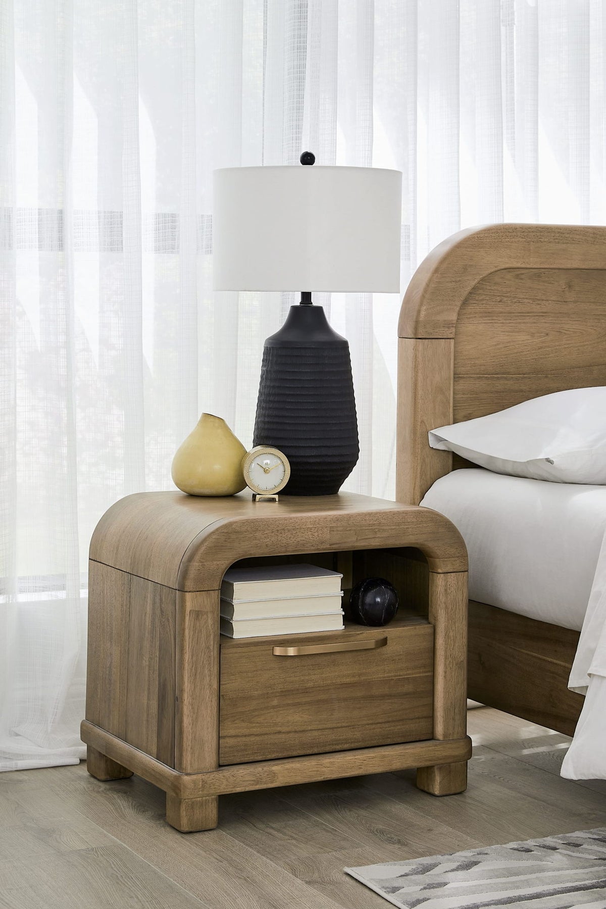 Kione - One Drawer Acacia Wood Nightstand - Lioness