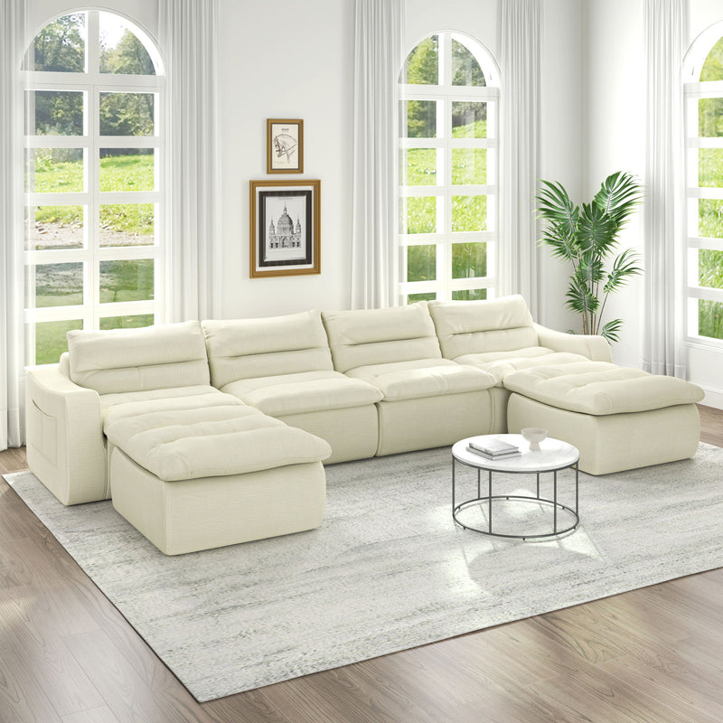 Modern Lazy Style Compression Sofa With Comfortable Beanbag Design - Beige