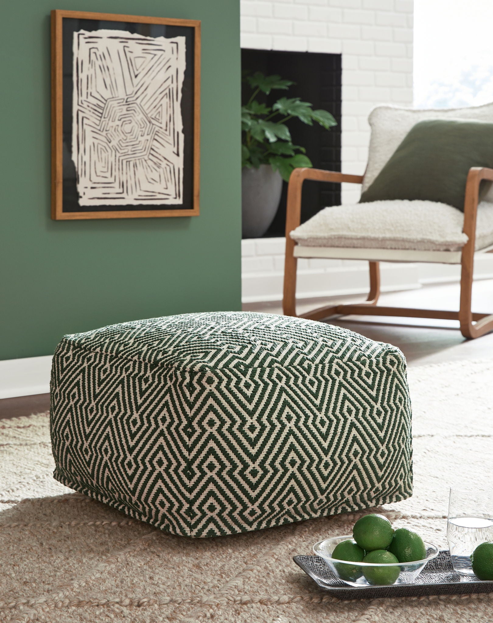 Abacy - Green / Ivory - Pouf - Urban Living Furniture (Los Angeles, CA)