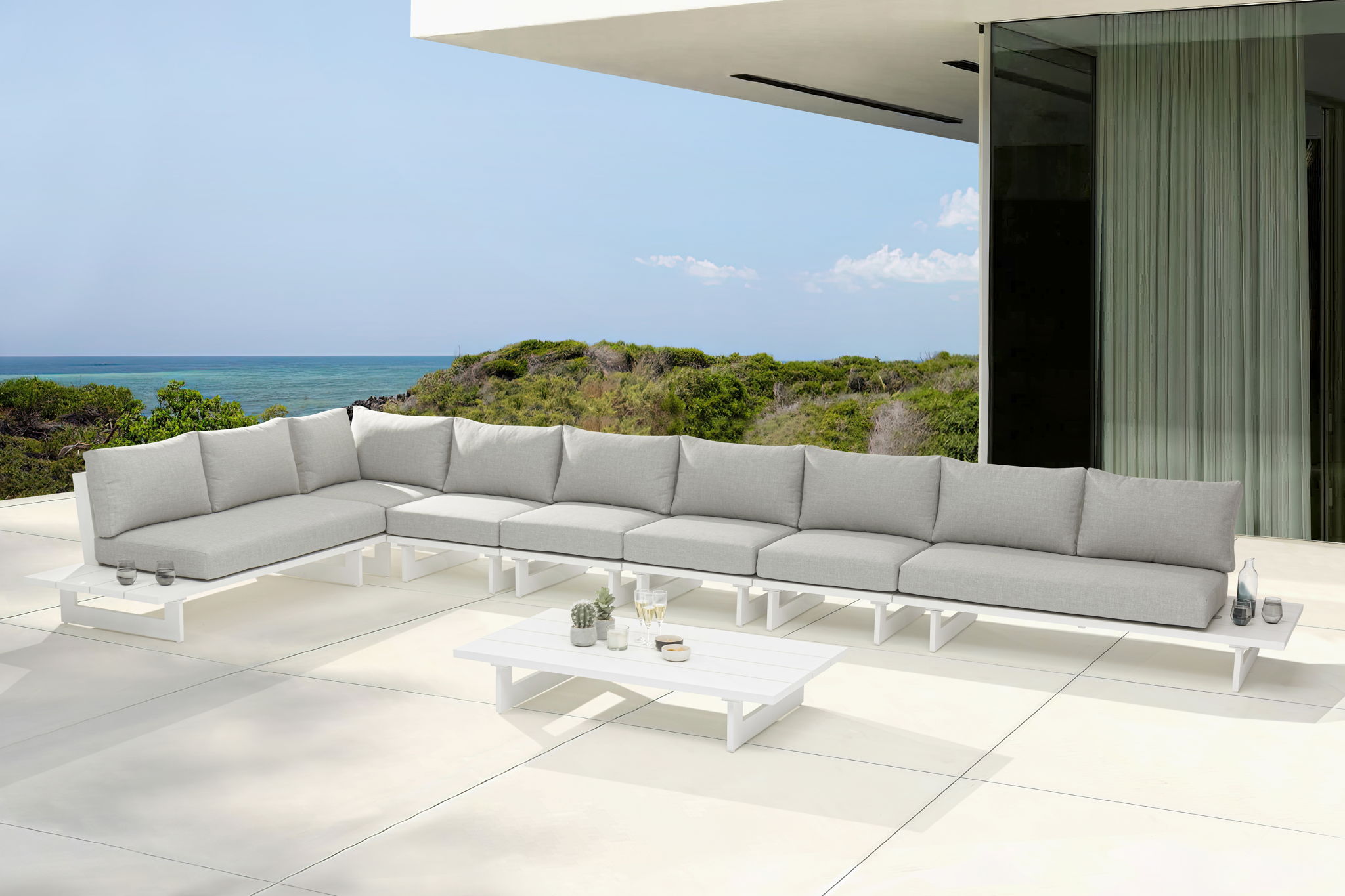 Maldives - 7 Piece Water Resistant Outdoor Patio Modular Sectional With White Base - Urban Living Furniture (Los Angeles, CA)