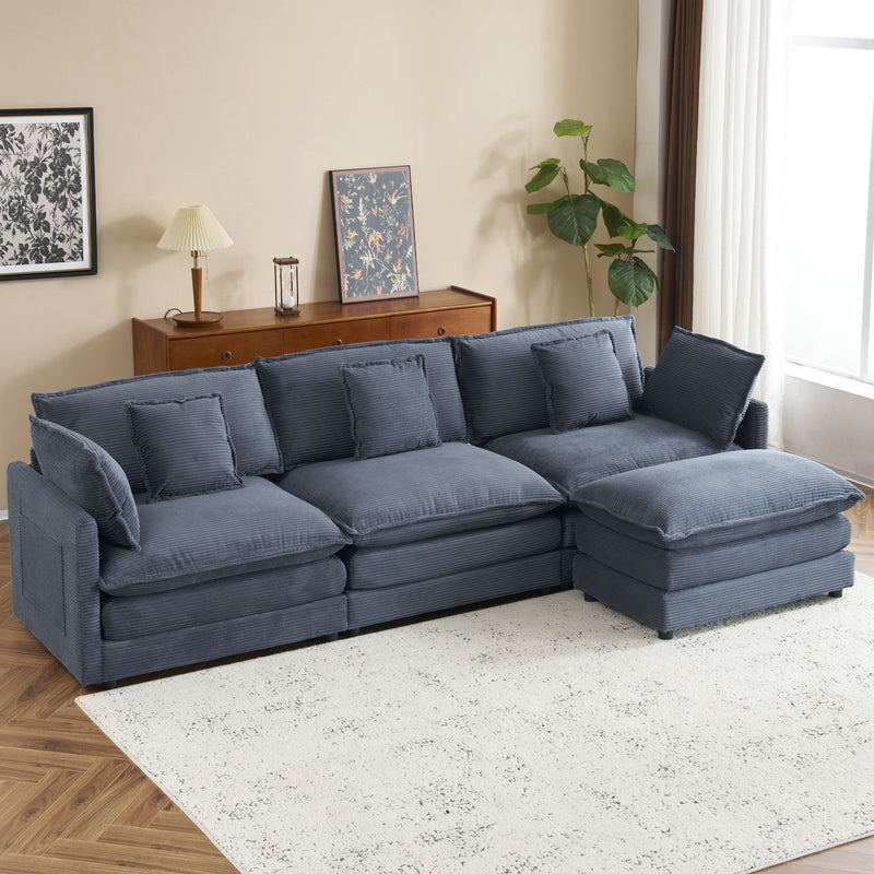 Modern Modular Sectional Sofa With Side Storage Pockets For Living Room