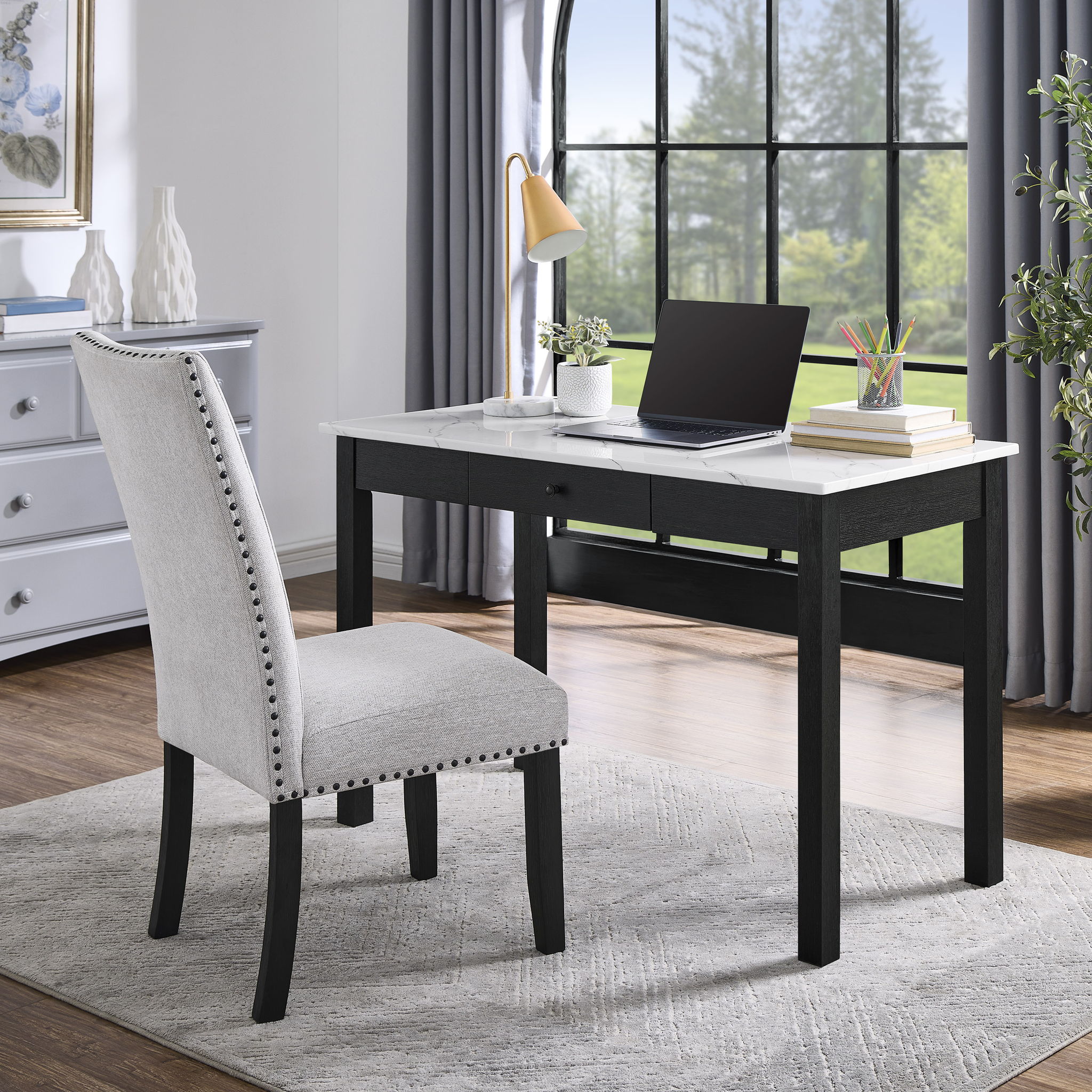 Rylee - Faux Marble Desk - Black / White - Urban Living Furniture (Los Angeles, CA)