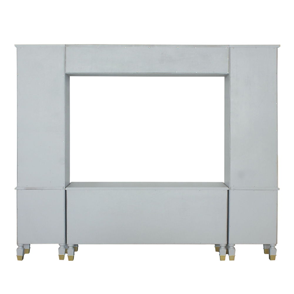 House Marchese - Entertainment Center - Gold Trim & Pearl Gray - Urban Living Furniture (Los Angeles, CA)