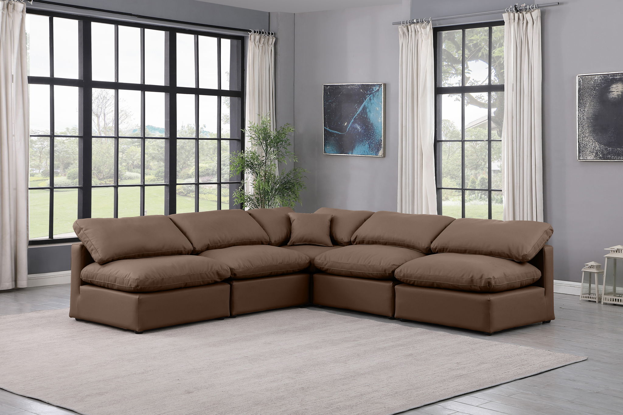 Indulge - Faux Leather 5 Piece Modular Corner Armless Sectional - Urban Living Furniture (Los Angeles, CA)