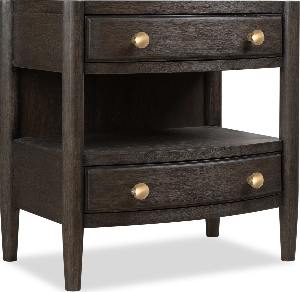 Rockport - Two Drawer One Shelf Oak Wood Nightstand - Yin
