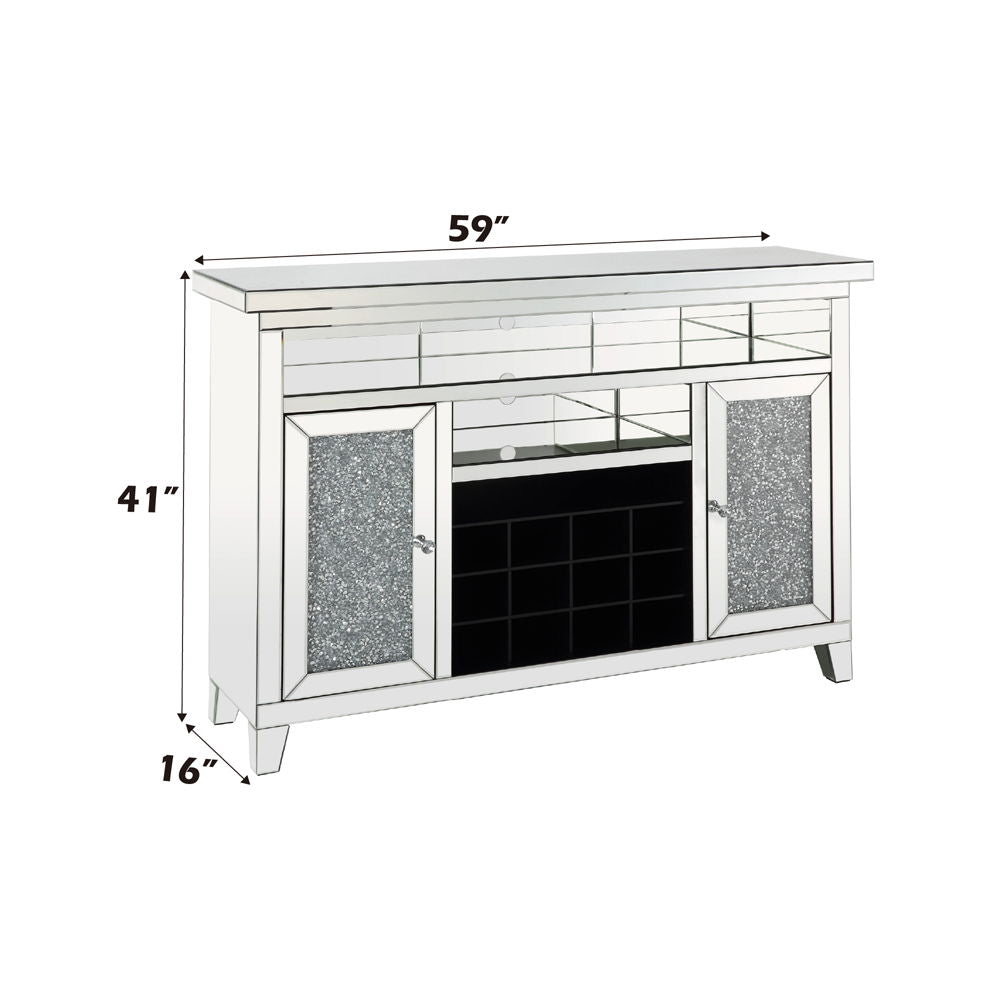 Noralie - 41" Wine Cabinet With LED - Mirrored & Faux Diamonds - Urban Living Furniture (Los Angeles, CA)