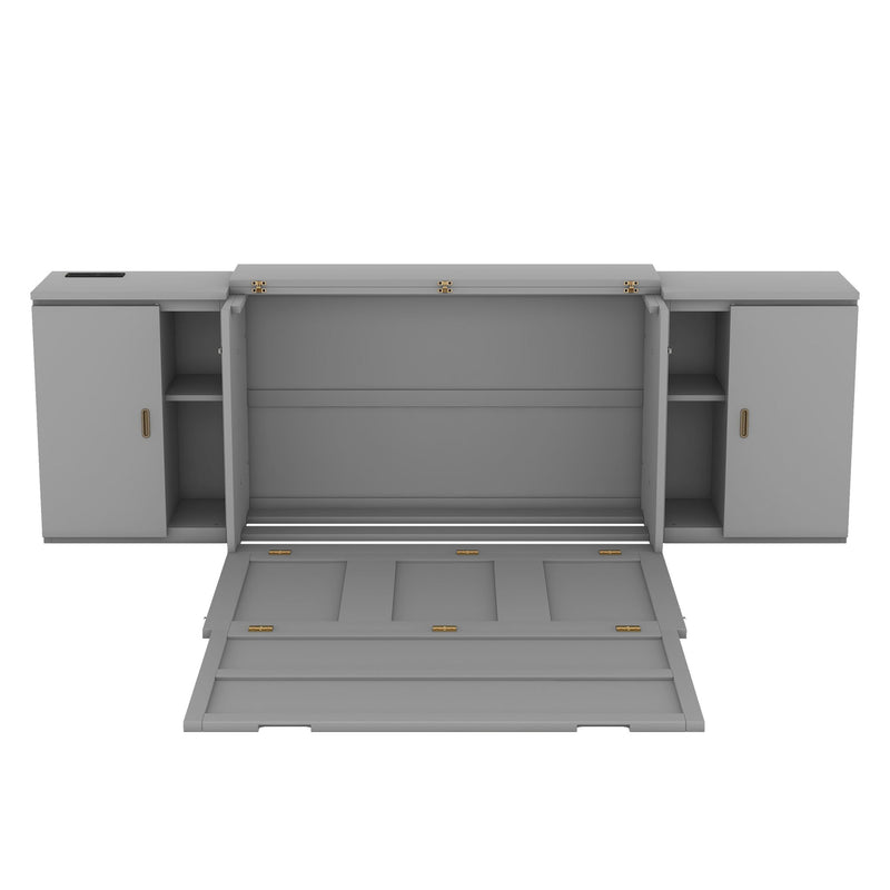 Murphy Bed With Shelves, Cabinets And USB Ports