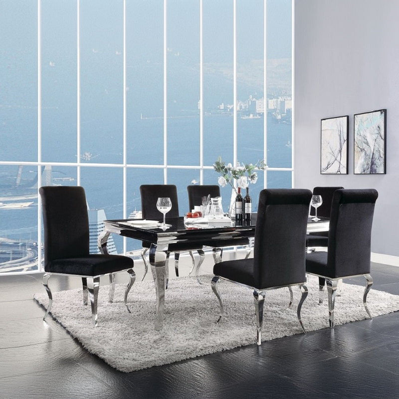 Fabiola - Dining Table - Stainless Steel & Black Glass - Urban Living Furniture (Los Angeles, CA)