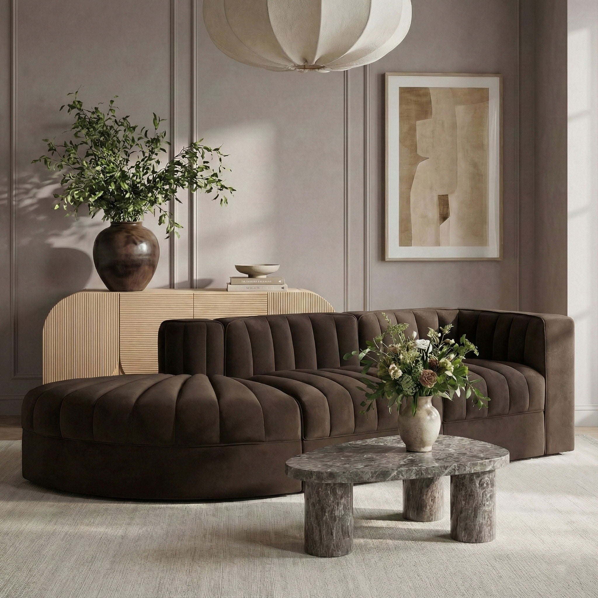 Rummi - Velvet Performance Fabric Upholstered 3 Piece Modular Sectional - Urban Living Furniture (Los Angeles, CA)