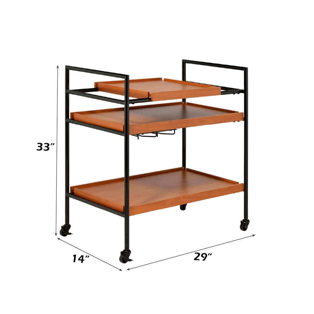 Oaken - Serving Cart - Honey Oak & Black - Urban Living Furniture (Los Angeles, CA)