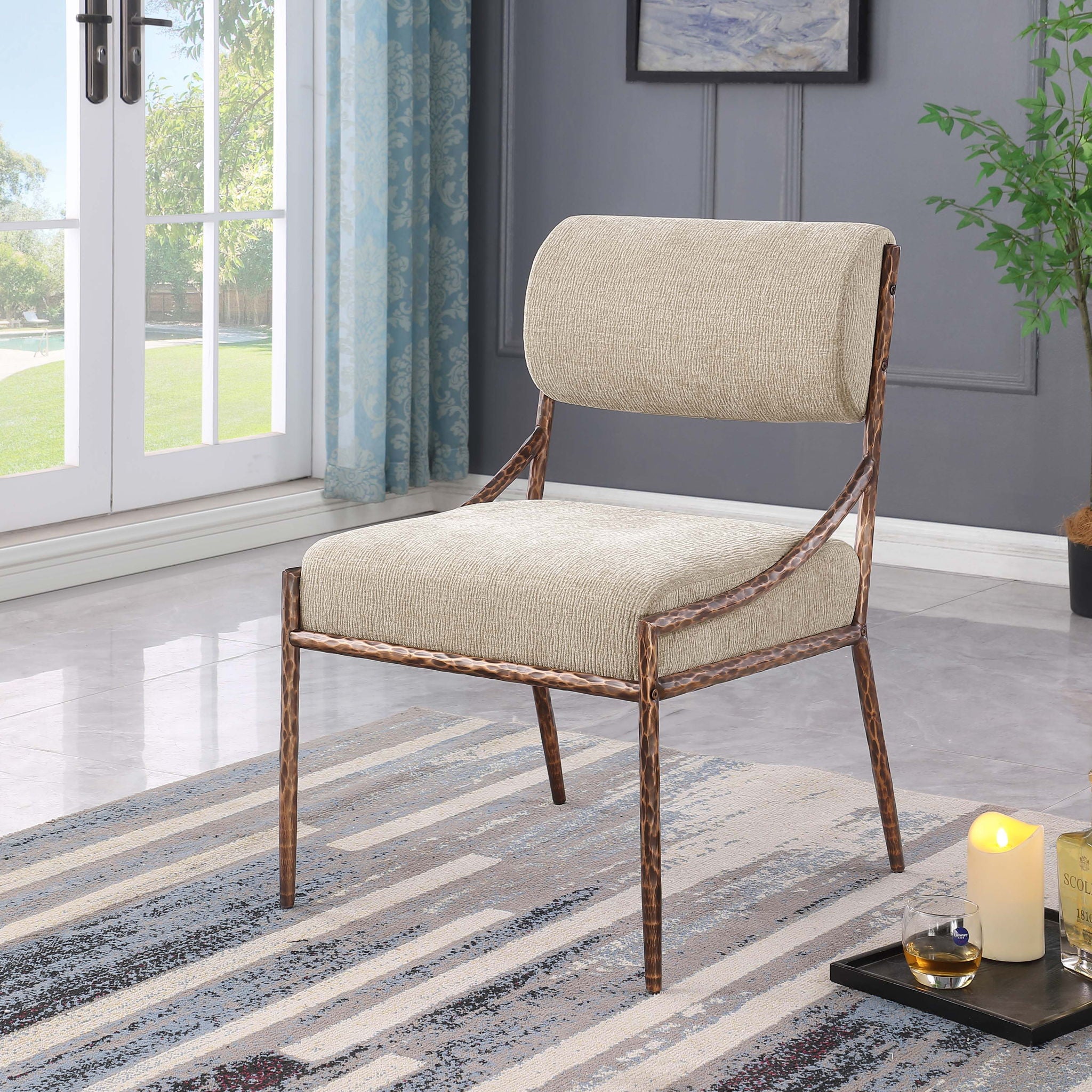 Bastille - Upholstered Dining Side Chair (Set of 2) - Bronze Frame - Urban Living Furniture (Los Angeles, CA)