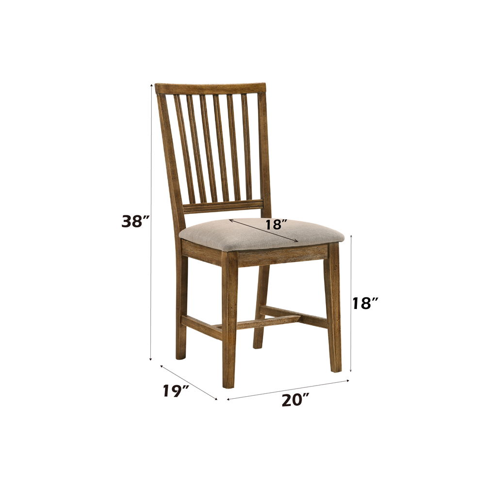 Wallace II - Side Chair (Set of 2) - Tan Linen & Weathered Oak - Urban Living Furniture (Los Angeles, CA)