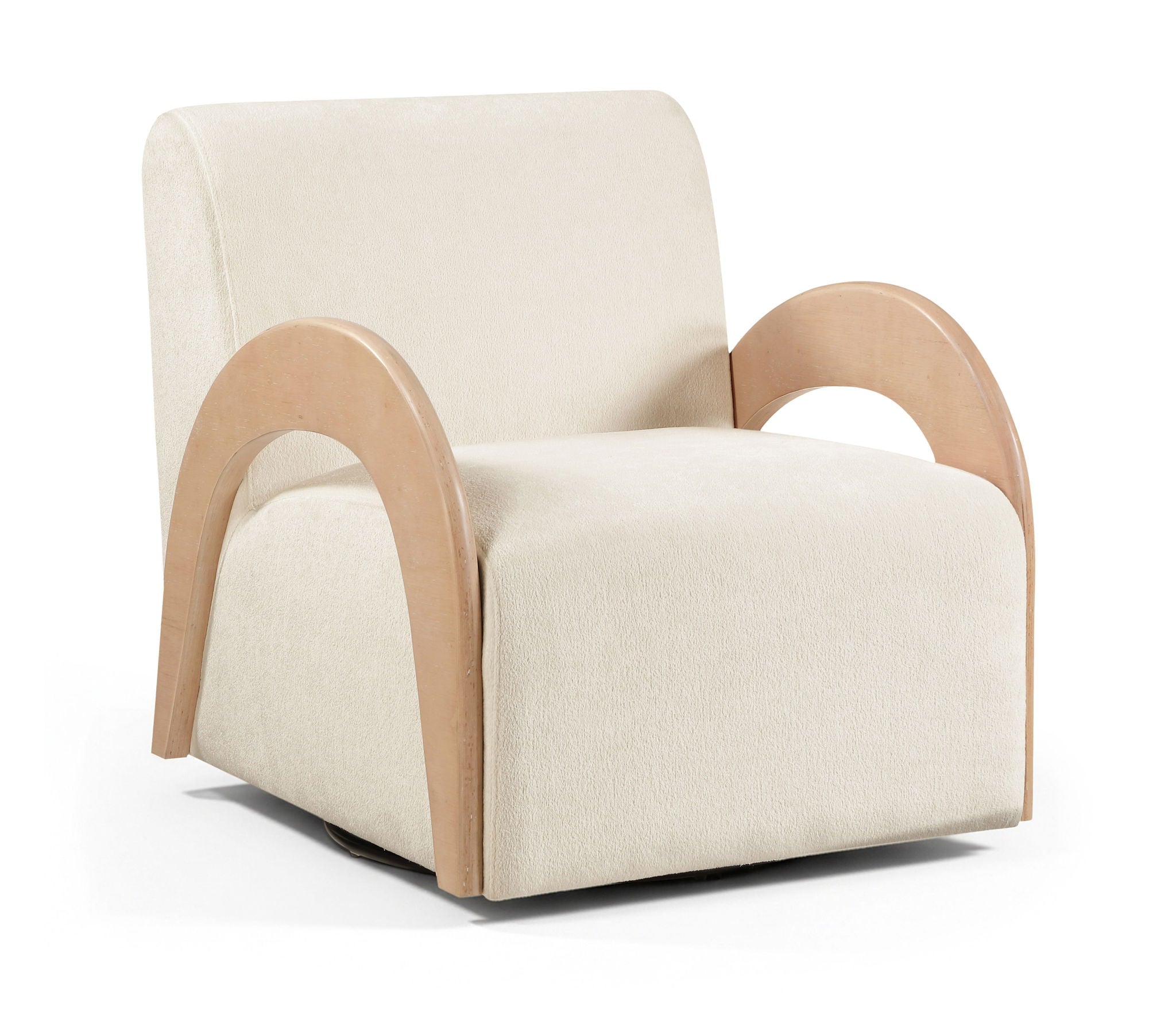 Neria - Chenille Fabric Upholstered Swivel Accent Chair - Cream / Painted Natural - Urban Living Furniture (Los Angeles, CA)