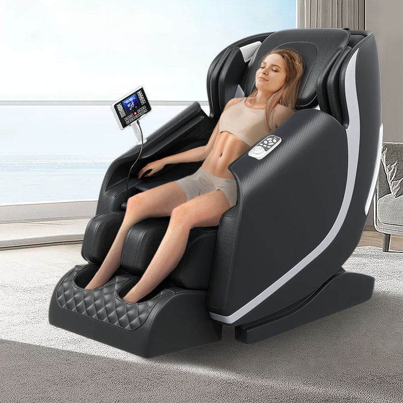 Massage Chair Zero Gravity Full Body Airbags - Bluetooth Speaker, Shiatsu Foot Massage - Black