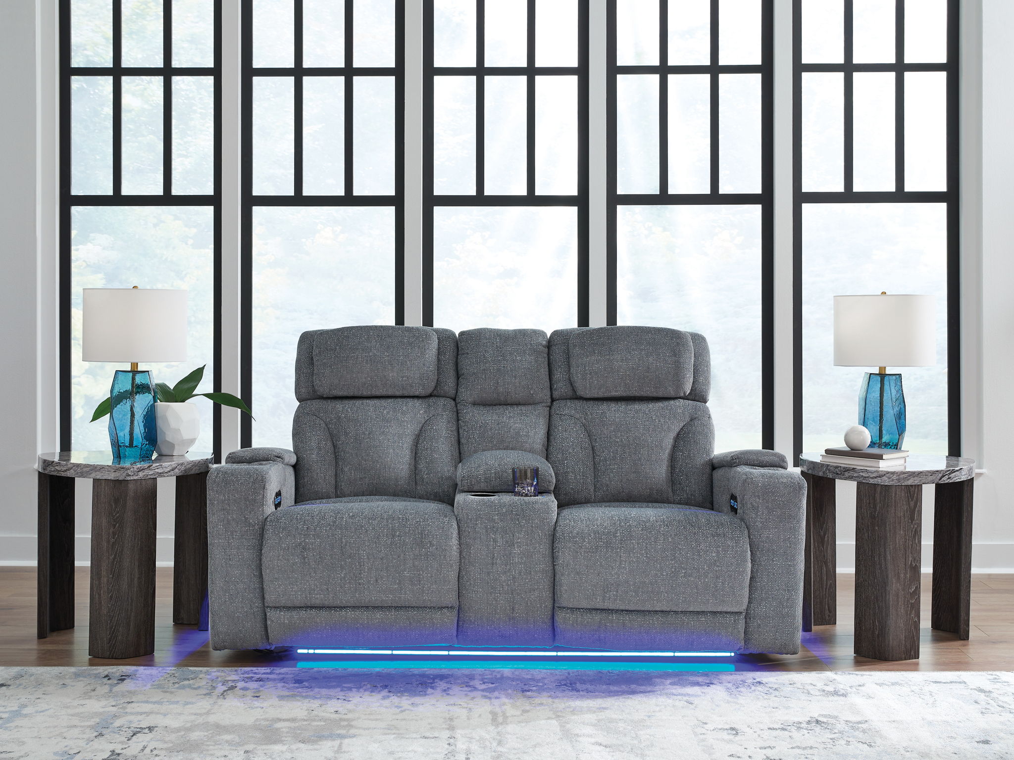 Studio Cave - Steel - Power Reclining Loveseat with Console - Urban Living Furniture (Los Angeles, CA)