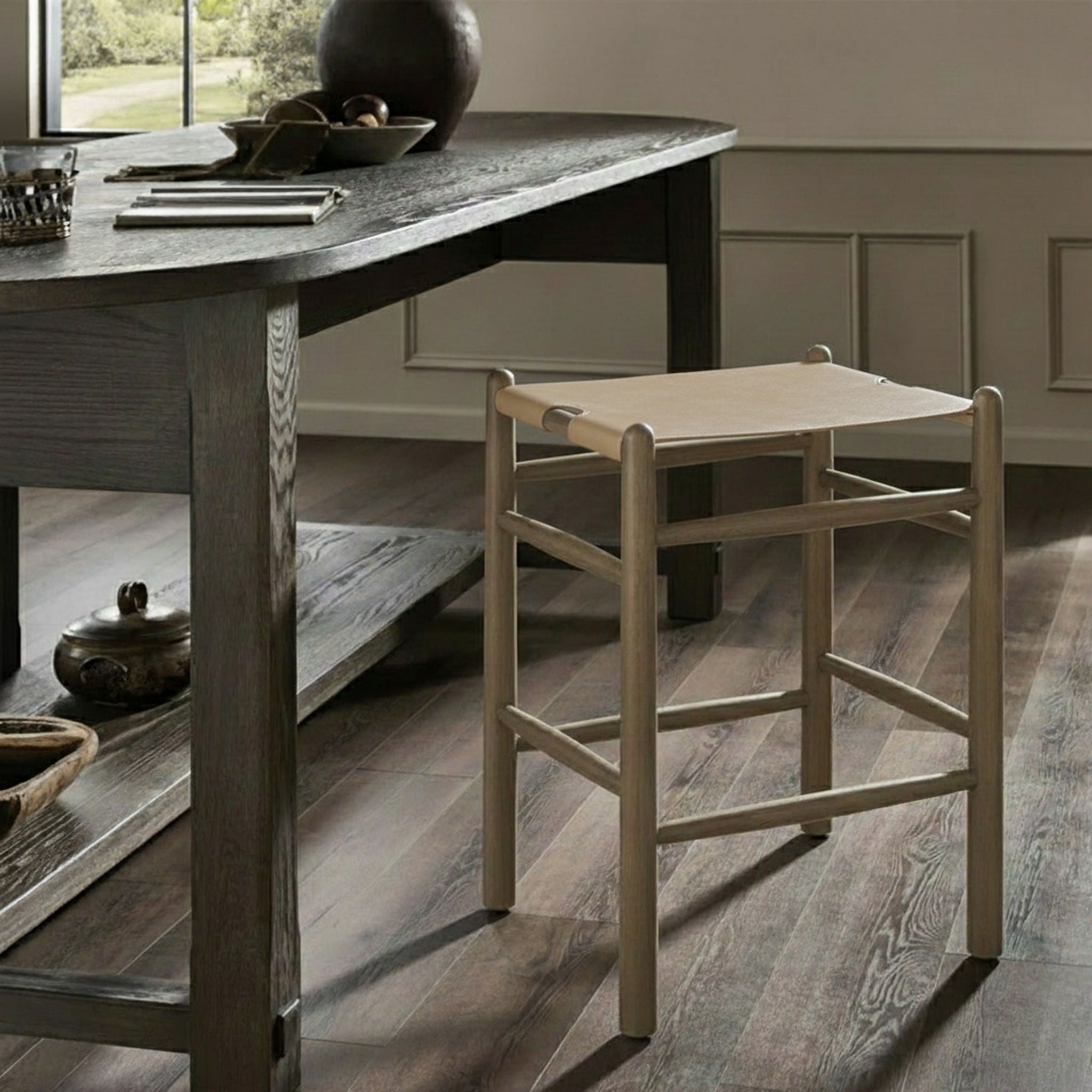 Santos - Backless Counter Stool With Stained Brown Base