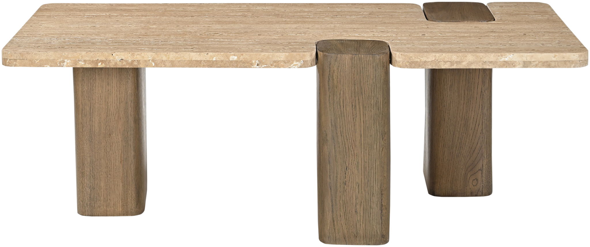 Ravenna - Genuine Fabric Travertine And Oak Wood Table - Urban Living Furniture (Los Angeles, CA)
