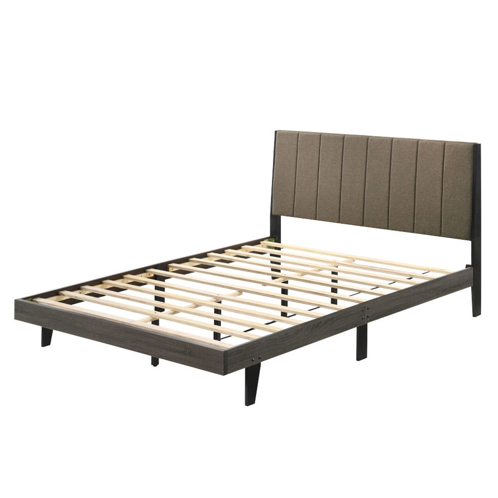 Valdemar - Queen Bed - Brown Fabric & Weathered Gray - Urban Living Furniture (Los Angeles, CA)