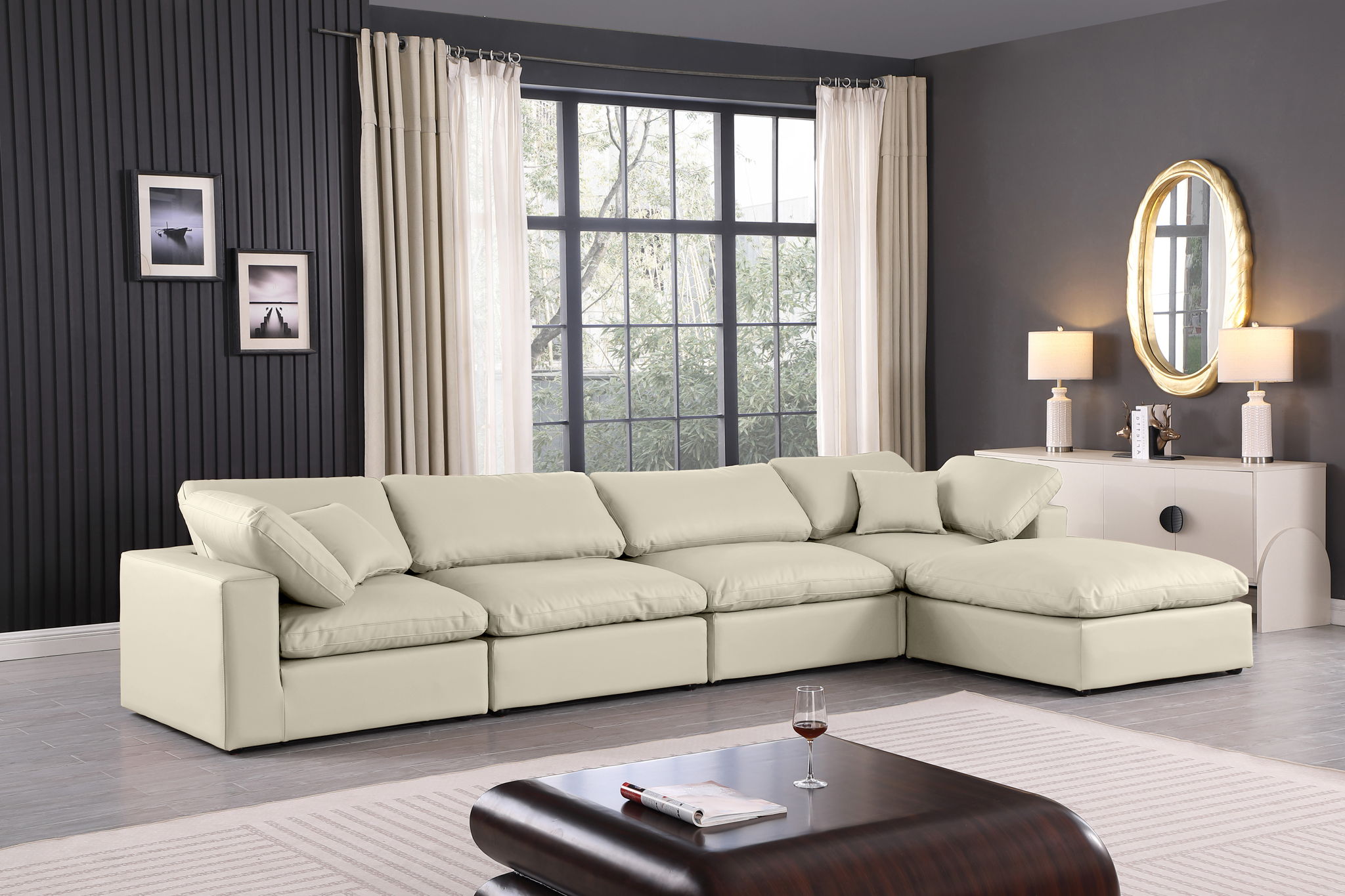 Comfy - 5 Piece Faux Leather Modular Sectional With Chaise - Urban Living Furniture (Los Angeles, CA)