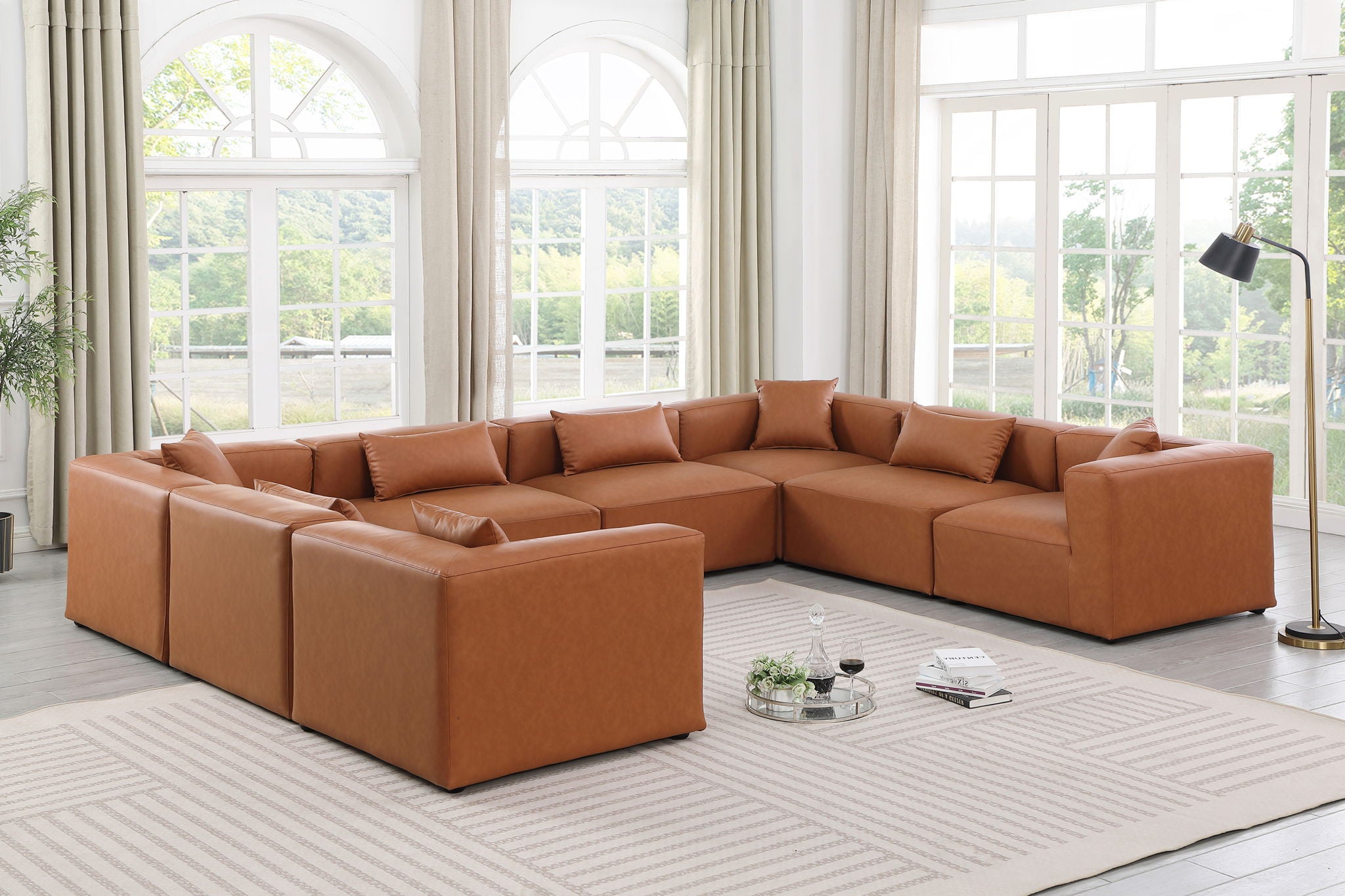 Cube - 8 Piece Modular Sectional - Cognac - Urban Living Furniture (Los Angeles, CA)