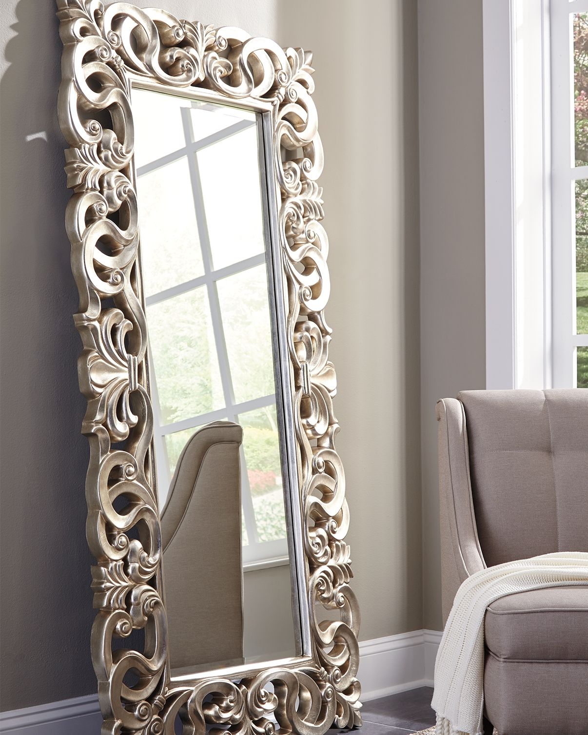 Lucia - Antique Silver Finish - Floor Mirror - Urban Living Furniture (Los Angeles, CA)