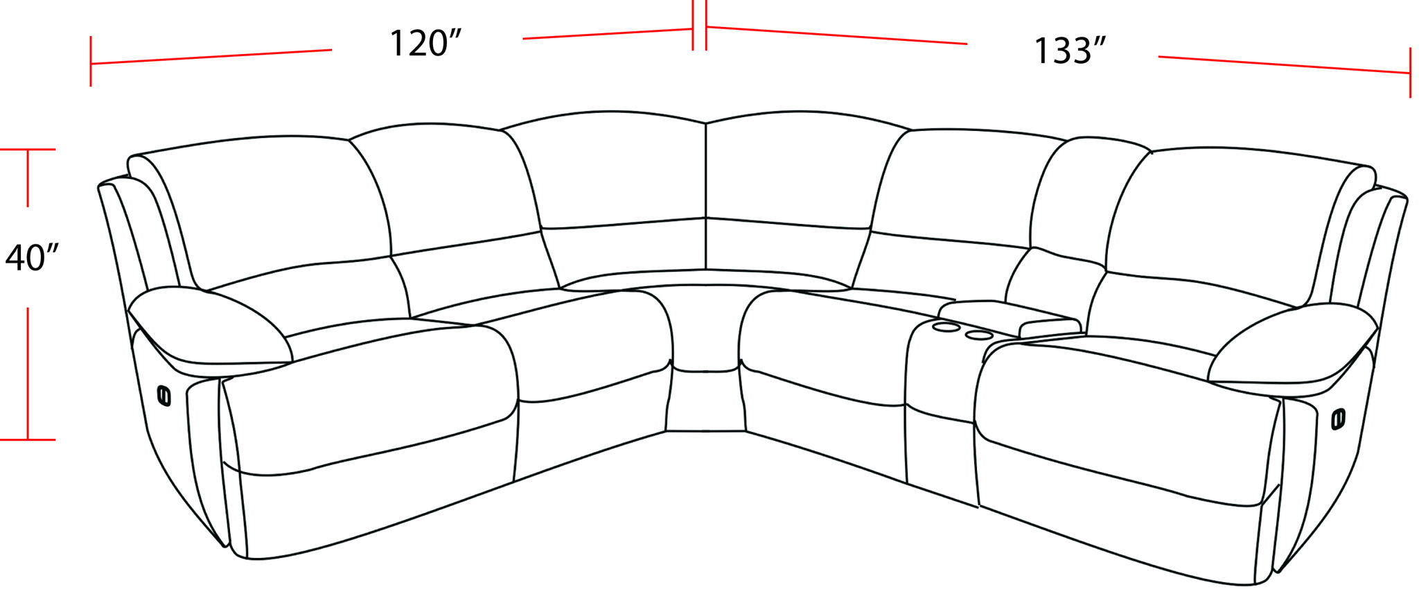 Gladiator - 6 Piece Modular Power Reclining Sectional