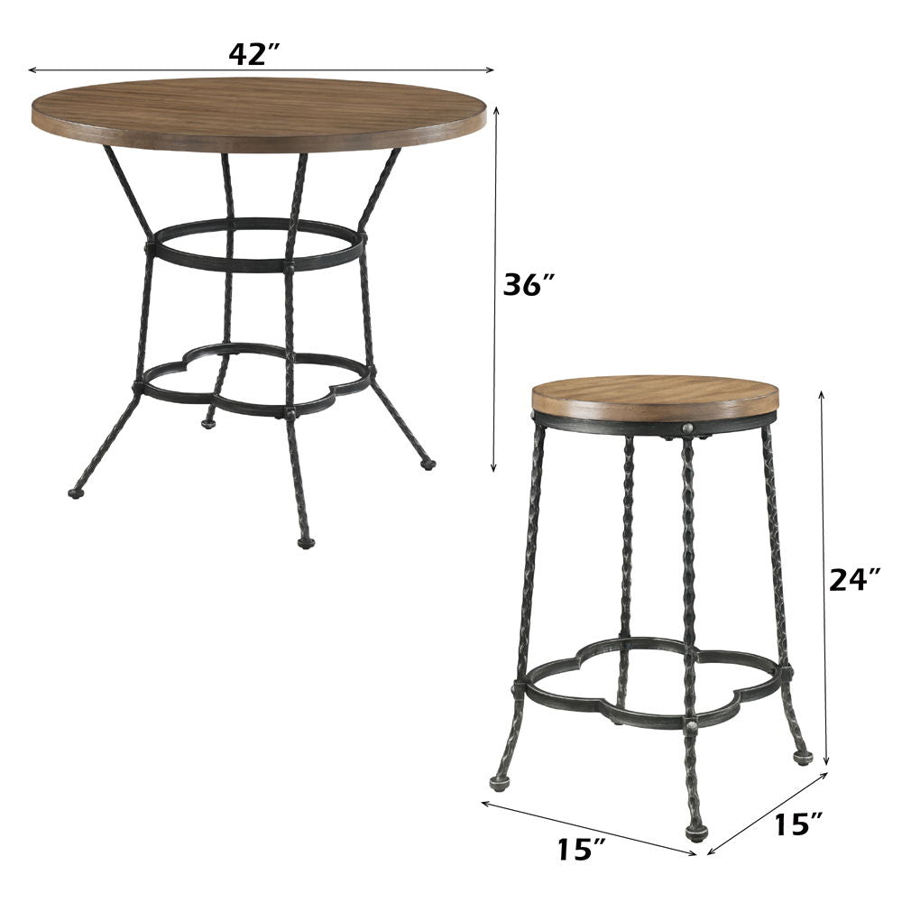 Qamar - 5 Piece Counter Height Table Set - Walnut & Antique Black - Urban Living Furniture (Los Angeles, CA)