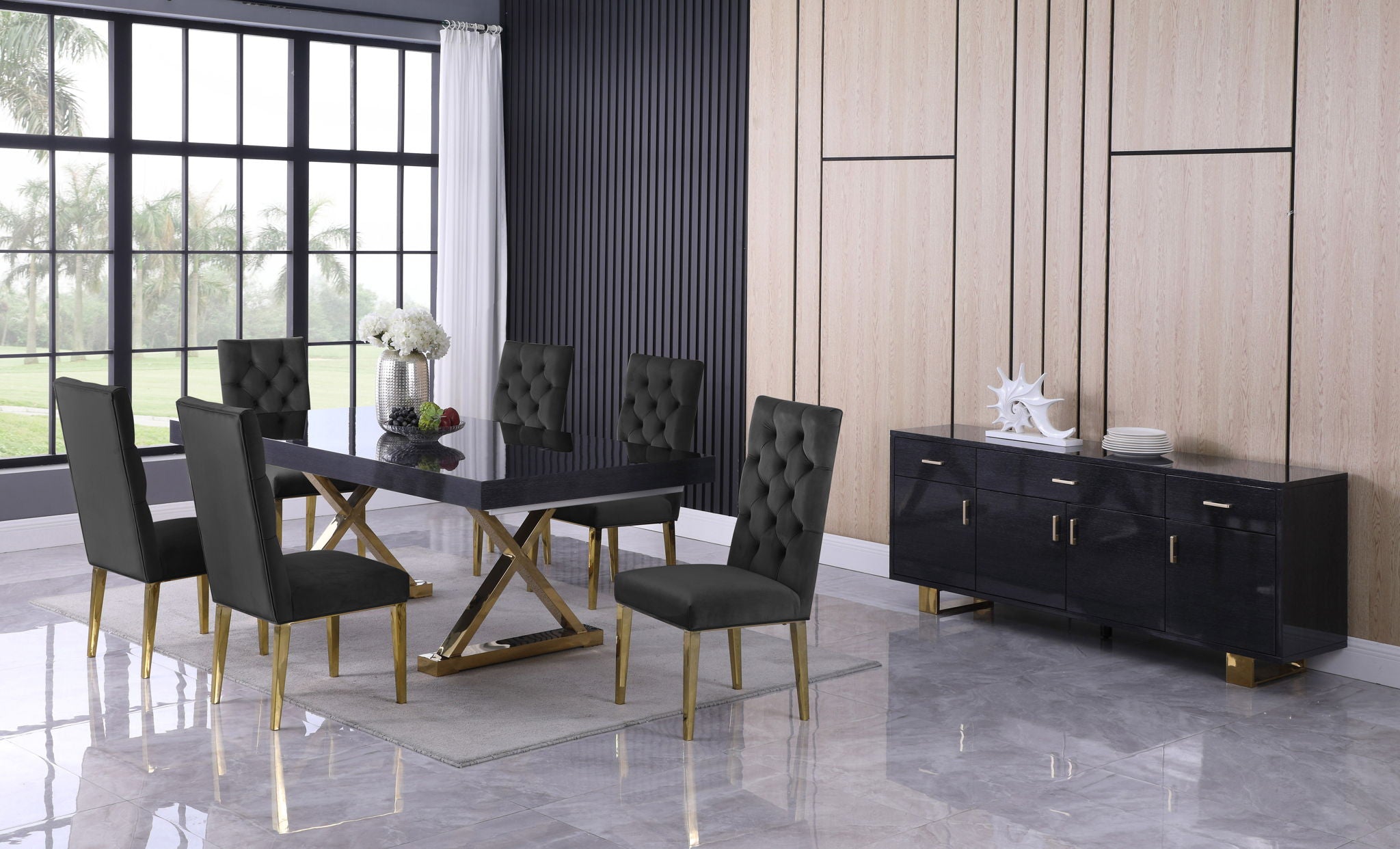 Excel - Extendable Dining Table with Gold Base - Urban Living Furniture (Los Angeles, CA)