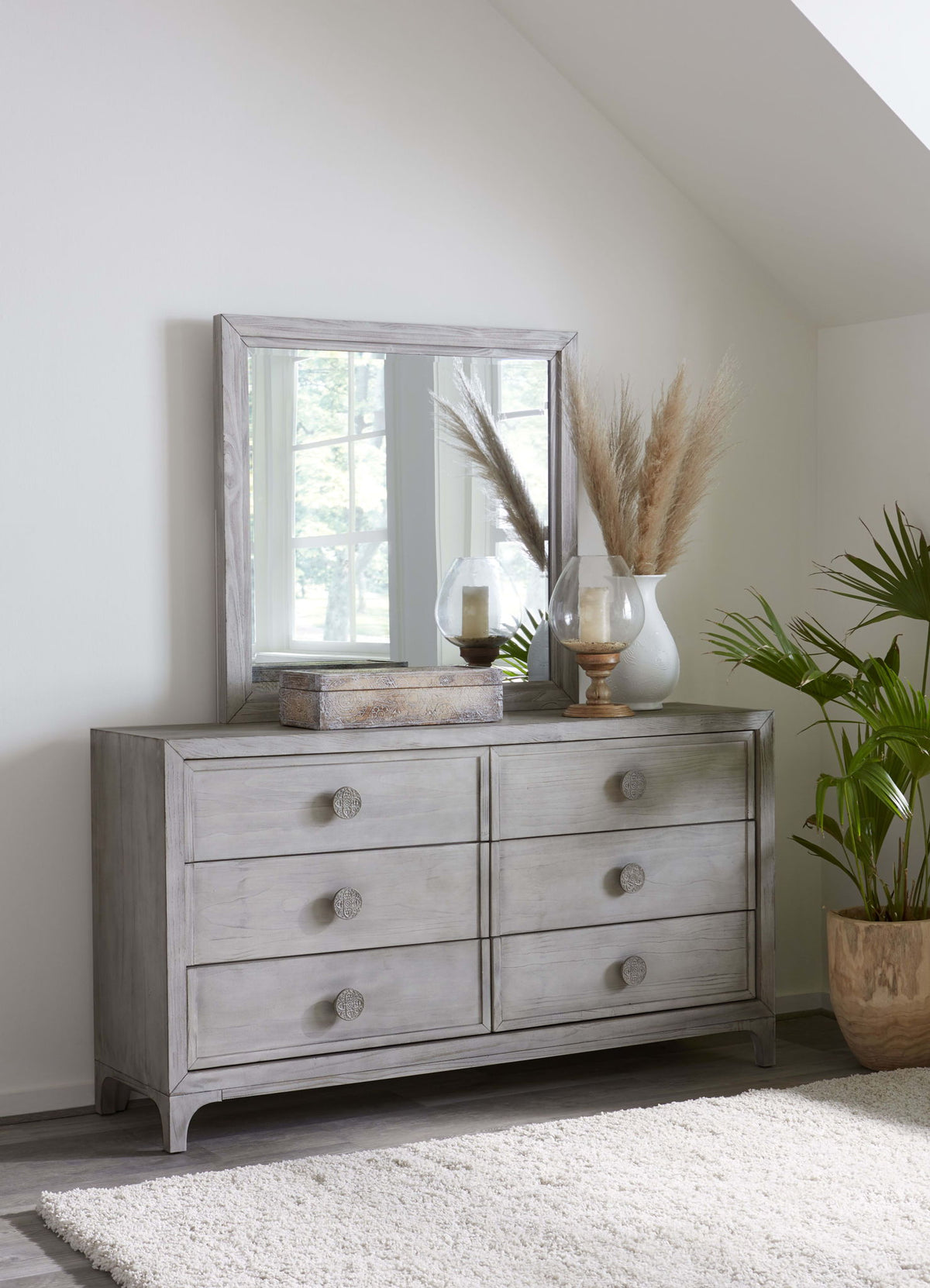 Boho Chic - Plain Mirror - Washed White
