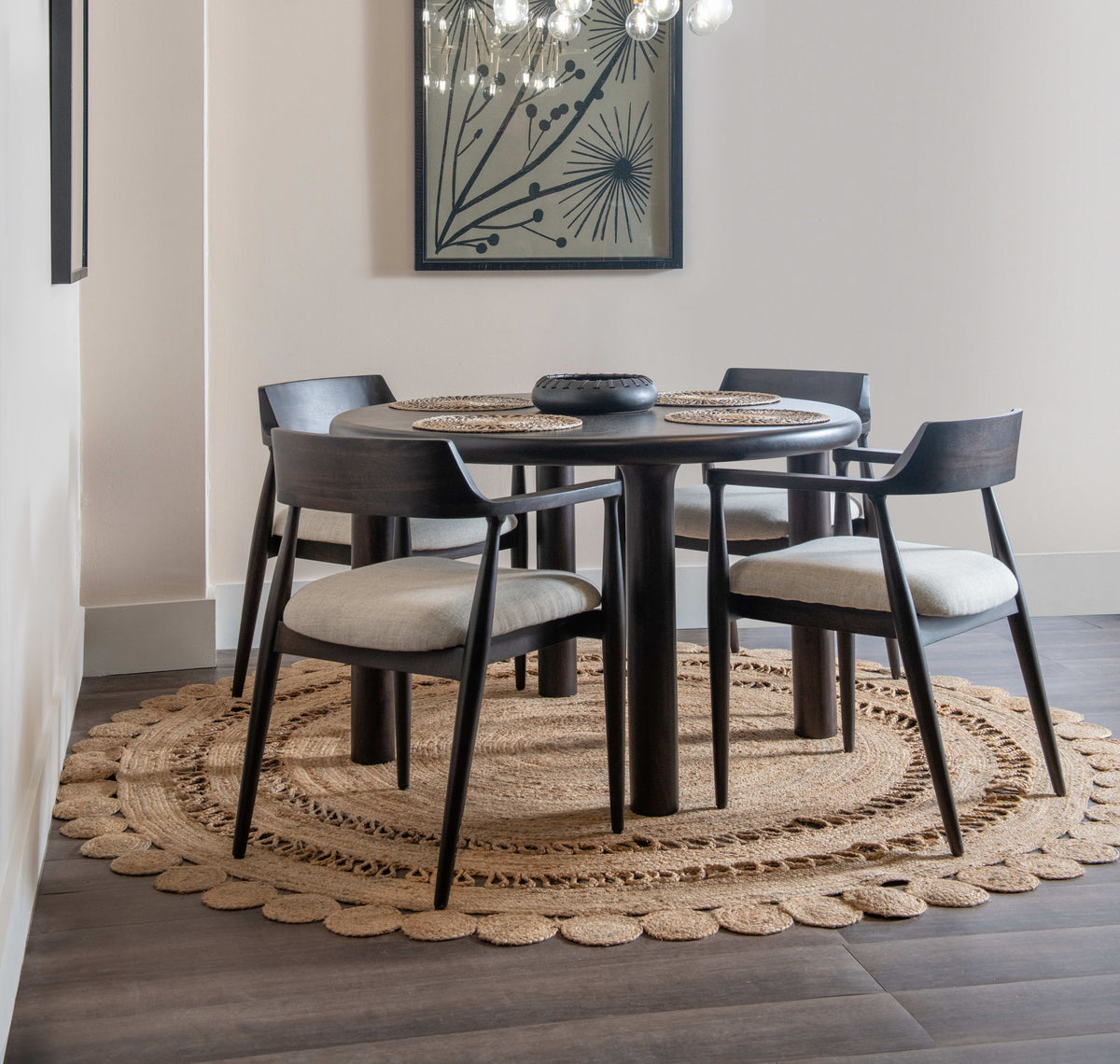 Amaroo - Solid Mango Linen Upholstered Dining Arm Chair - Honey Date / Off-White