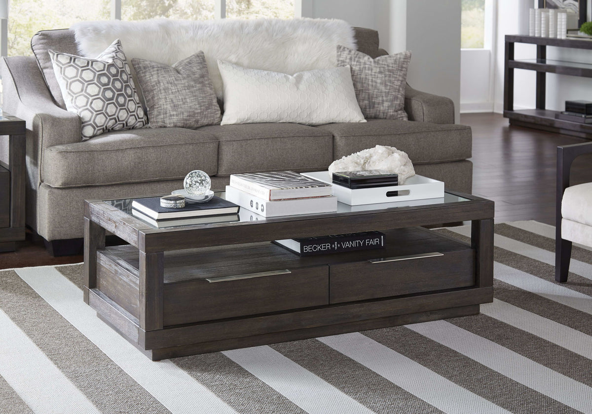 Oxford - Two Drawer Rectangular Coffee Table - Basalt Gray