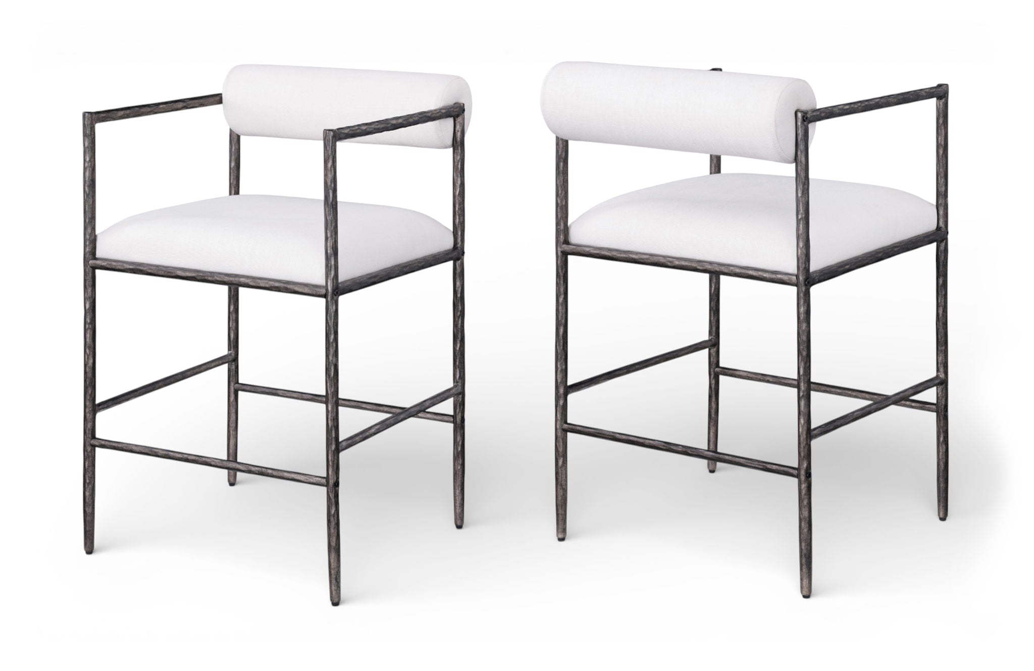 Axis - Linen Textured Cream Fabric Upholstered Counter Stool (Set of 2) - Urban Living Furniture (Los Angeles, CA)