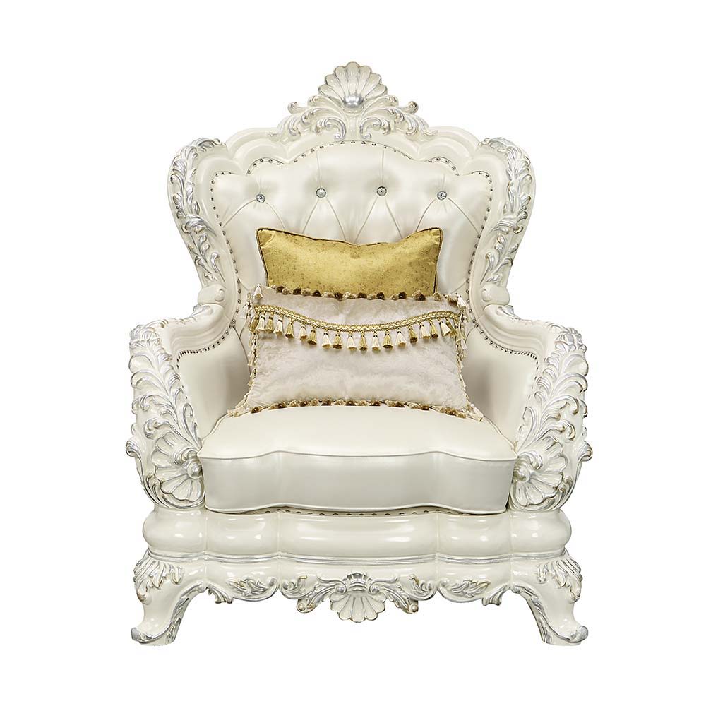 Adara - Chair - White PU & Antique White Finish - Urban Living Furniture (Los Angeles, CA)