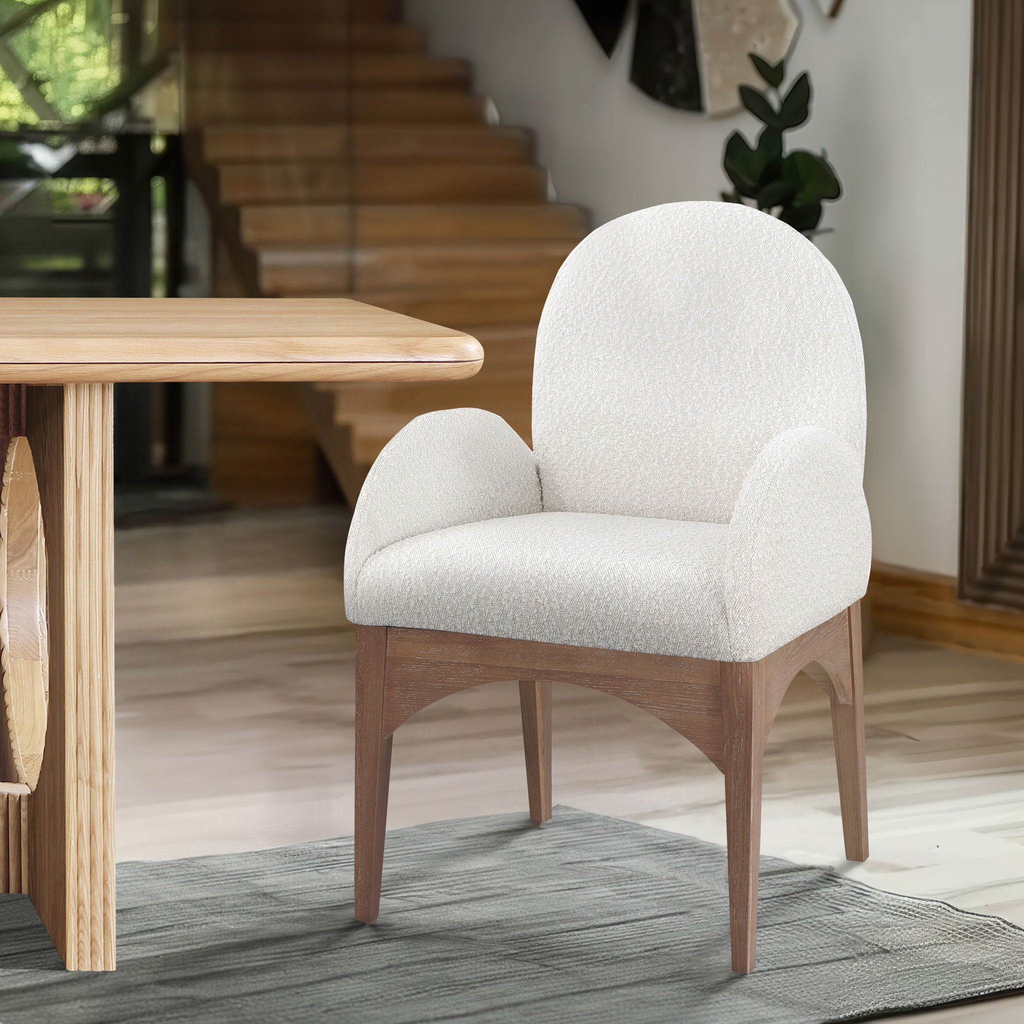 Waldorf - Boucle Dining Arm Chair With Natural Legs - Urban Living Furniture (Los Angeles, CA)