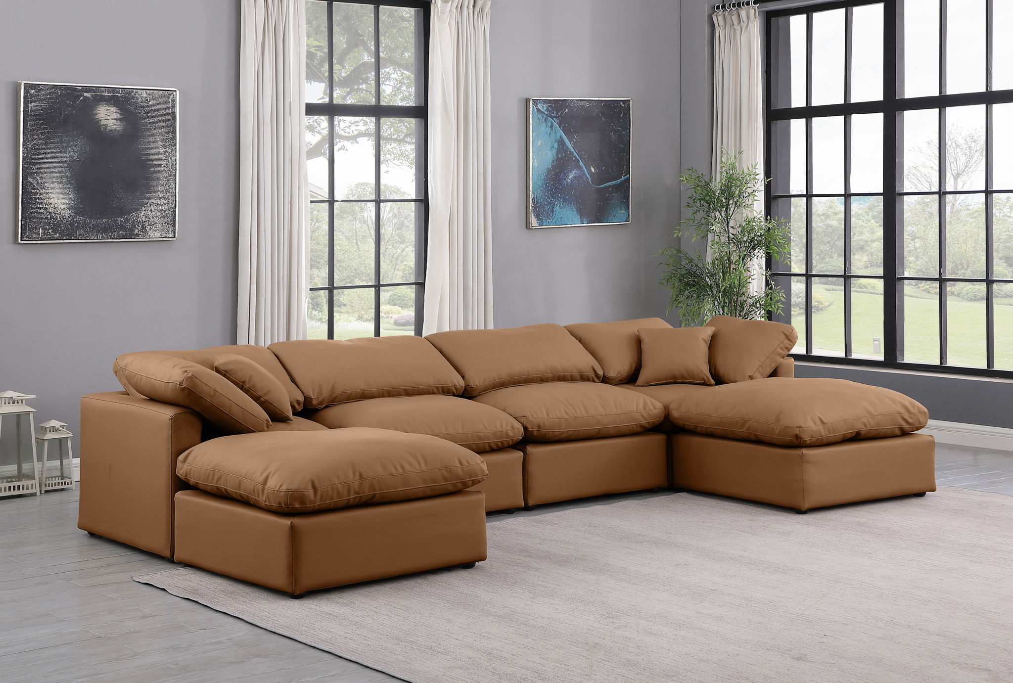 Indulge - Faux Leather 6 Piece Modular Double Chaise Sectional - Urban Living Furniture (Los Angeles, CA)