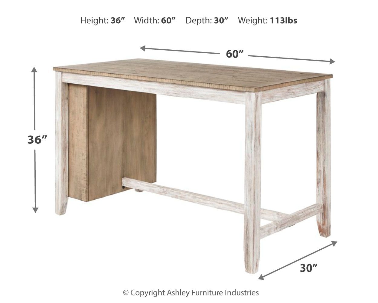 Skempton - White - Rectangular Counter Table With Storage - Urban Living Furniture (Los Angeles, CA)