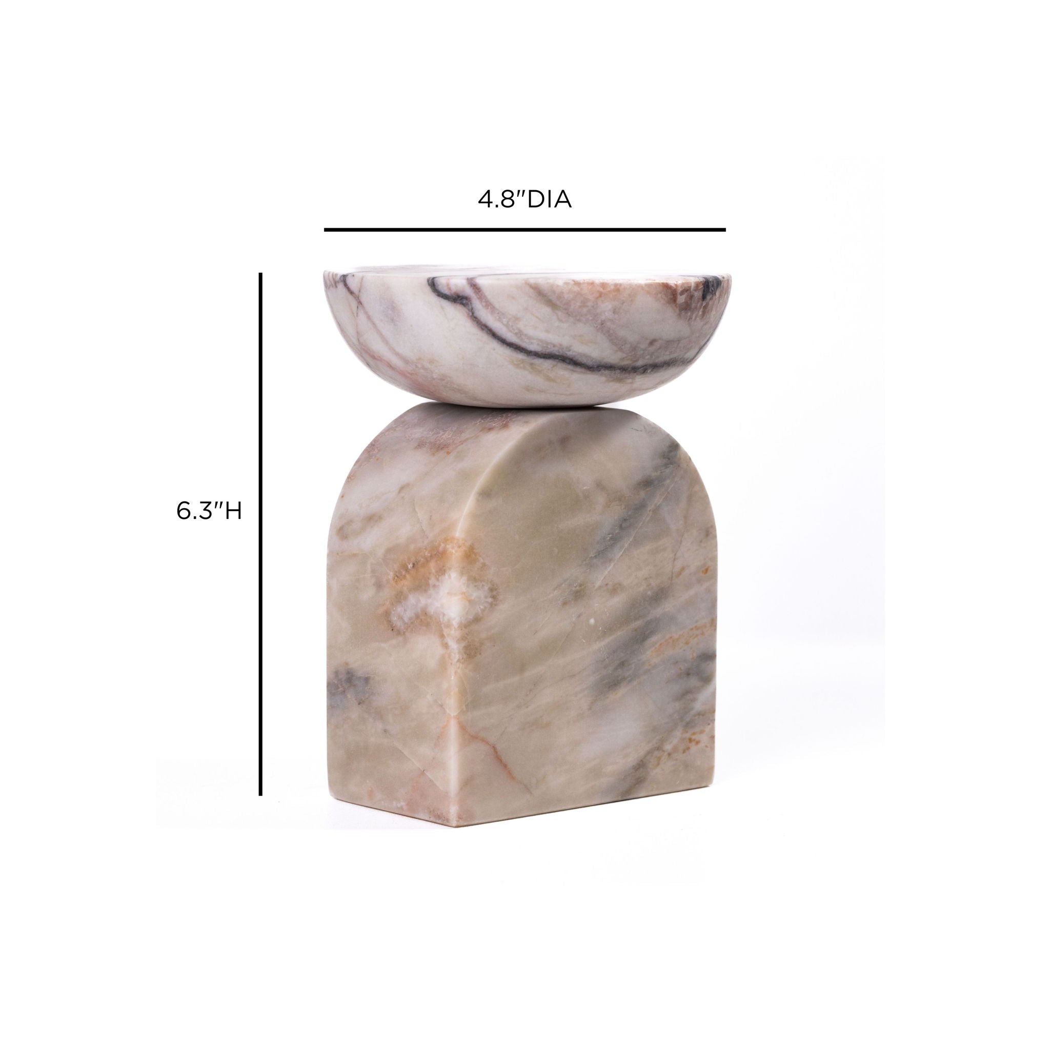 Marble Balanced Candle Holder - White Brown - Urban Living Furniture (Los Angeles, CA)