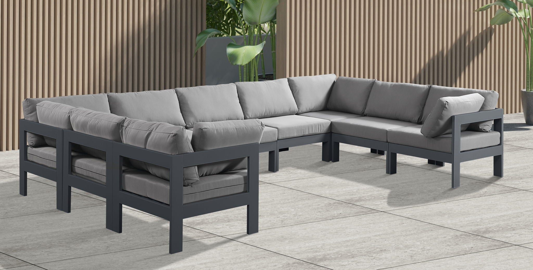 Nizuc - Outdoor Patio 9 Piece Modular Sectional With Gray Frame - Urban Living Furniture (Los Angeles, CA)
