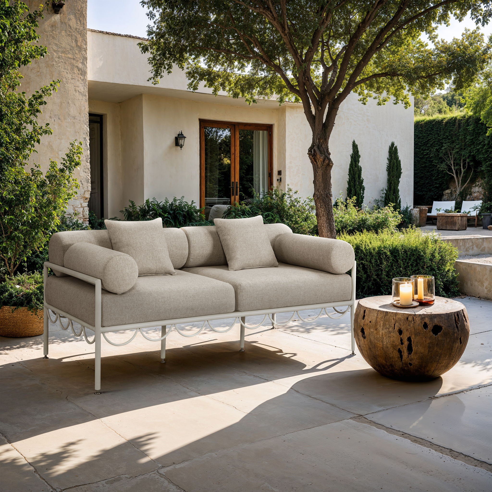 Portofino - Resilient Water Repellent Fabric 69.75" Upholstered Outdoor Patio Loveseat - Urban Living Furniture (Los Angeles, CA)