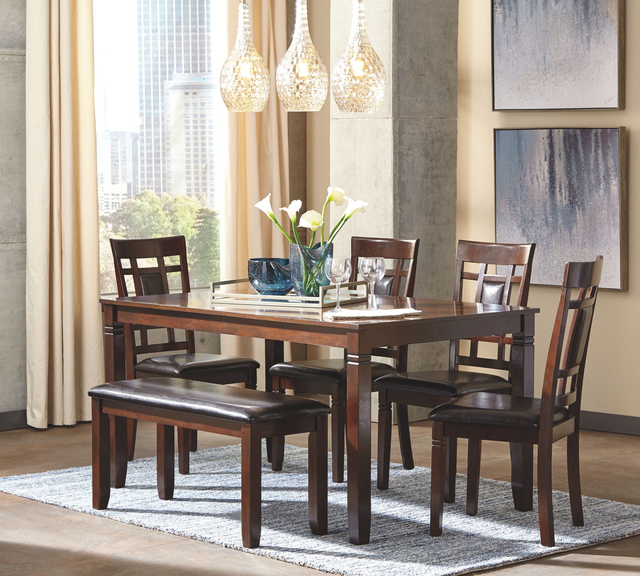 Bennox - Dining Room Table Set (Set of 6) - Brown - Urban Living Furniture (Los Angeles, CA)